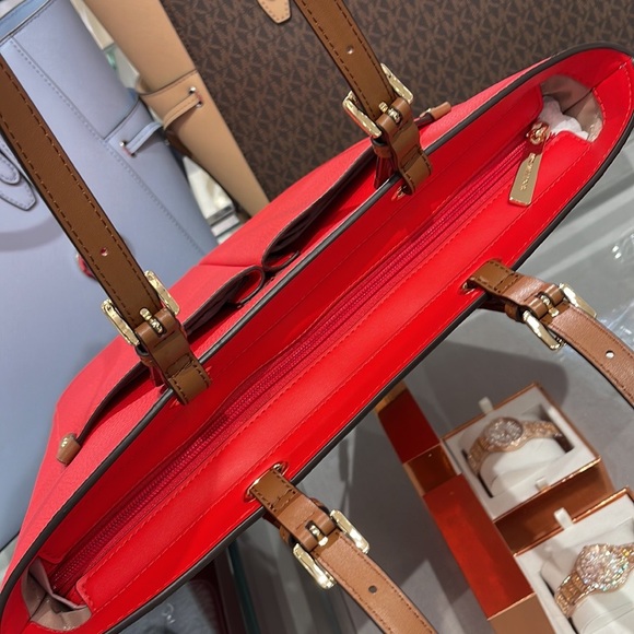 MICHAEL KORS JET SET TRAVEL MEDIUM DOUBLE POCKET TOTE NON-LEATHER VEGAN 
NWT - Picture 5 of 16